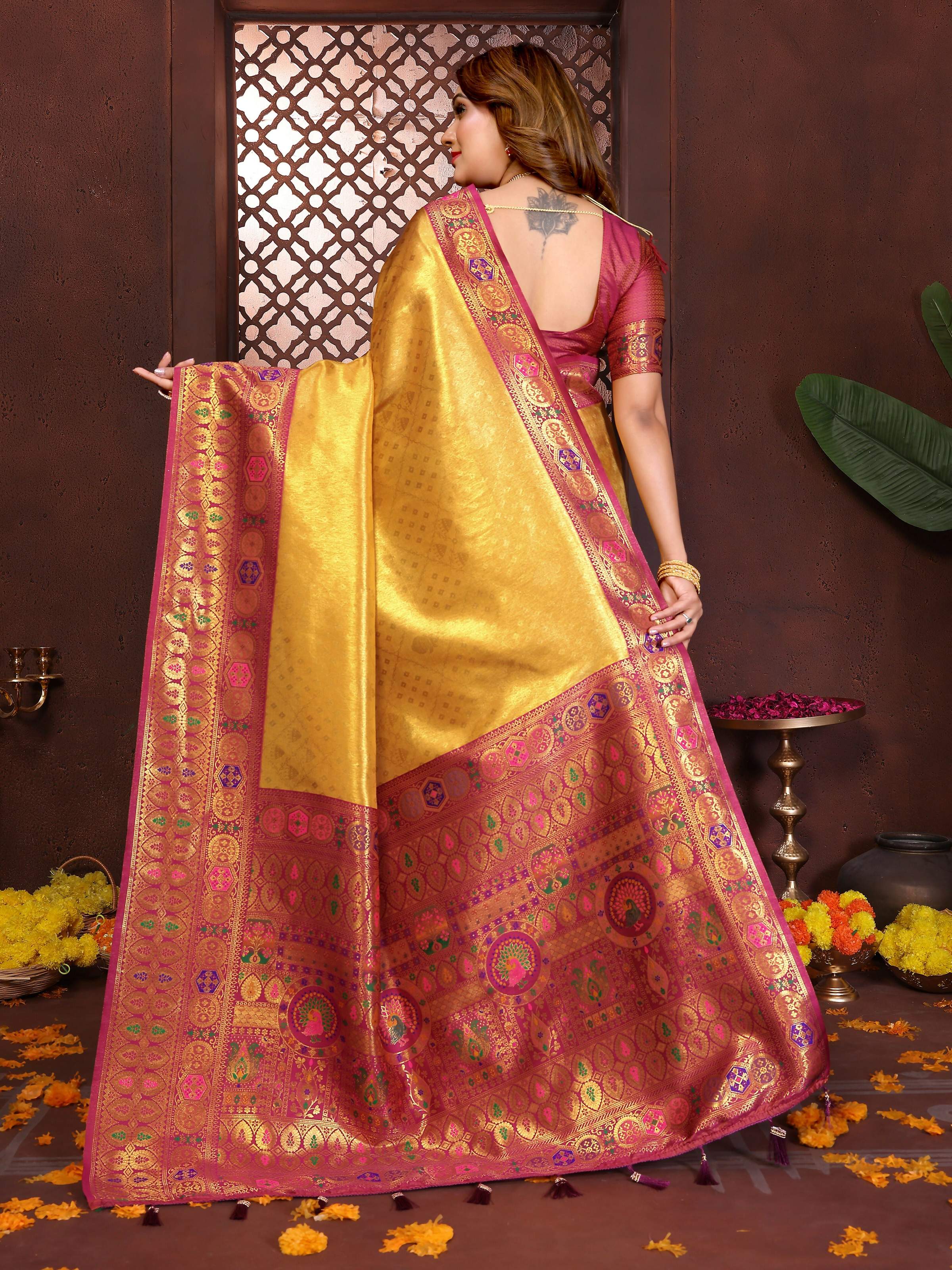 Aastha Fashion Gold Tissue Silk Weaving Saree - Distacart