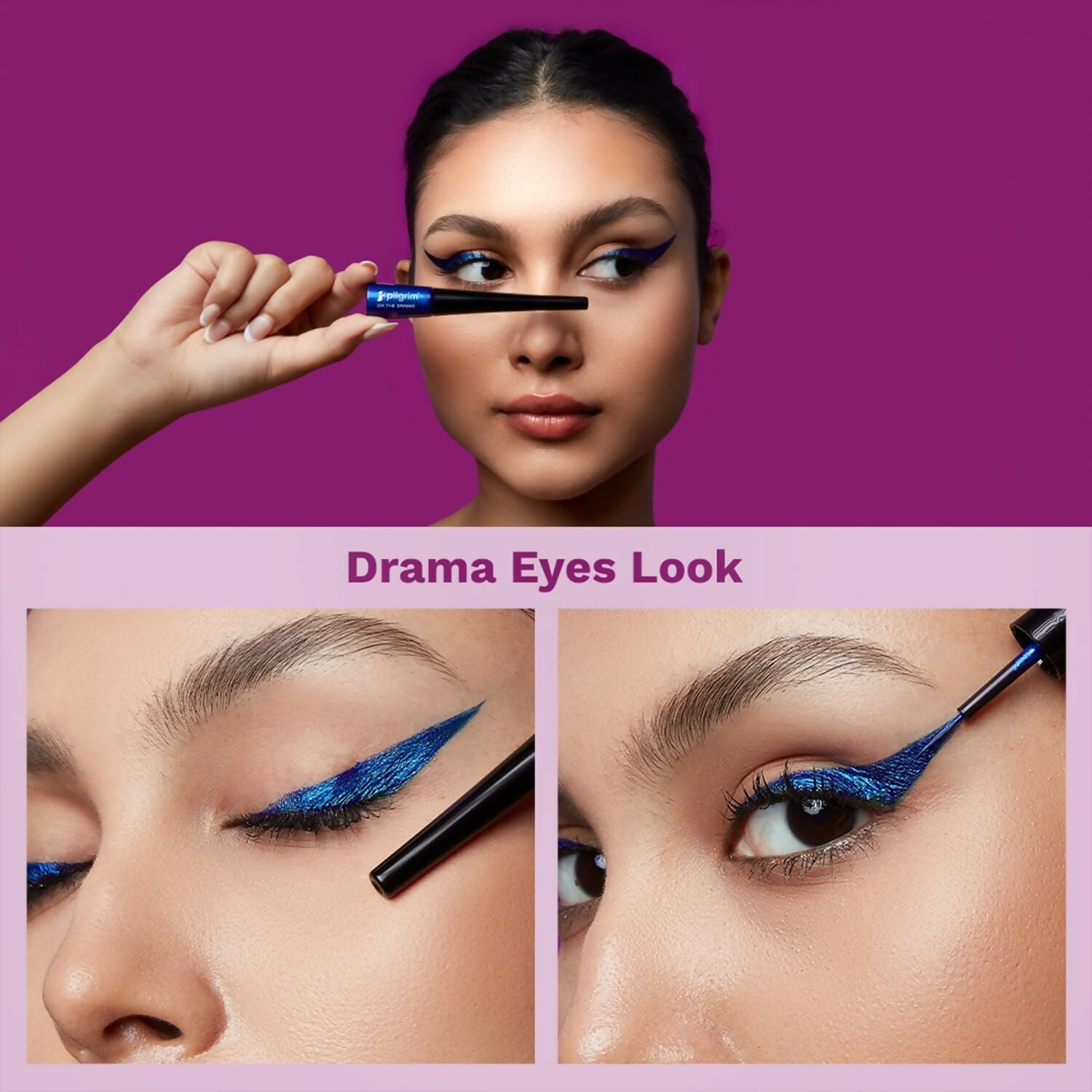 Pilgrim Metallic Eyeliner Blue Rebel, Long Lasting & Smudge Proof Enriched With Argan Oil - Distacart