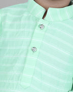 Joban Fashion Kids Island Cotton Full Sleeves Striped Kurta and Pyjama- Sea Green - Distacart