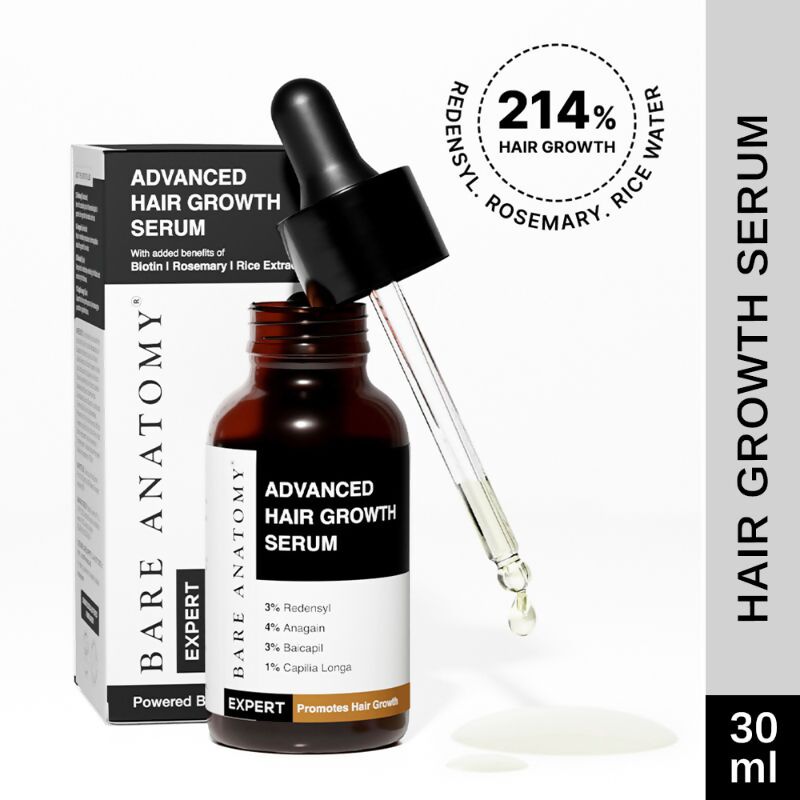 Bare Anatomy Advanced Hair Growth Serum for Scalp 3% Redensyl, 4% Anagain, 3% Baicapil