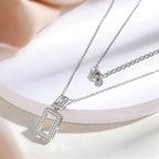 Cauer Elegant 14K White Gold Plated Moissanite Pendant Necklace
