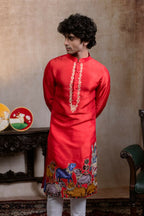 Falling Raw Silk Red Padma Gopala By Hilo Design