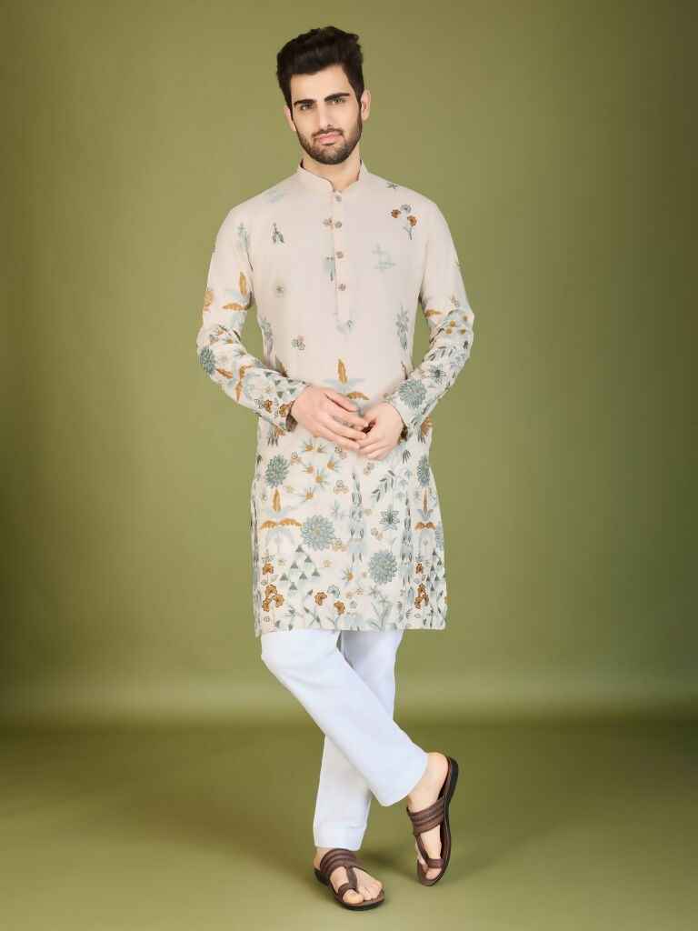 Vastranavya Exclusive Wedding Wear Viscose Rayon Thread Embroidered Work Kurta