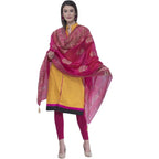 A R SILK Rani Color Silk Pahadi Print Dupattas and Chunnis