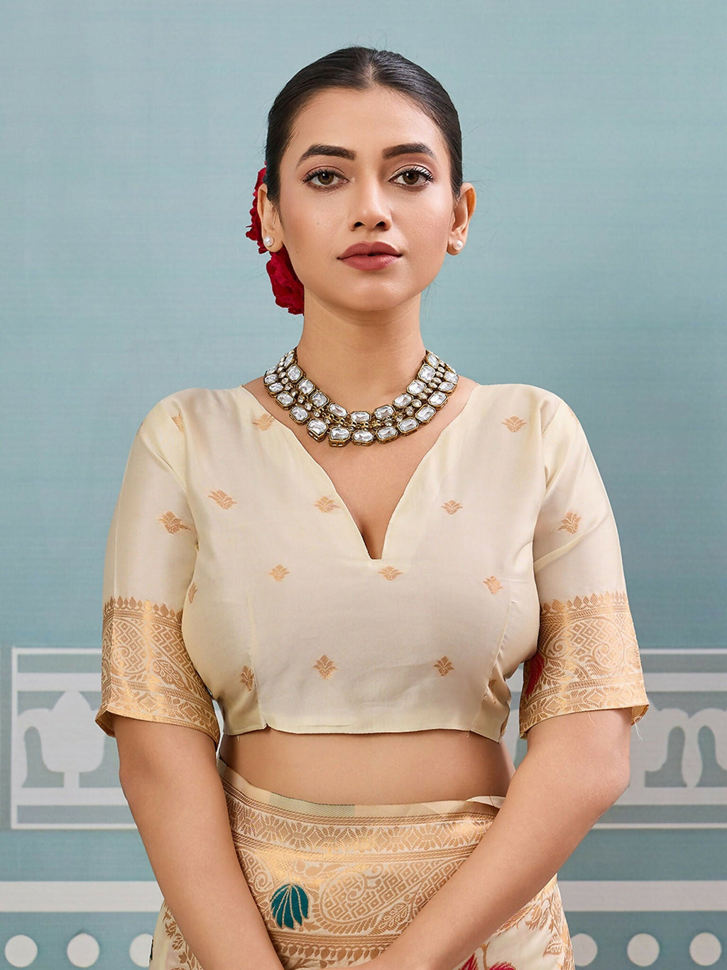 Shree Shyam Fashion Cream Silk Saree - Distacart