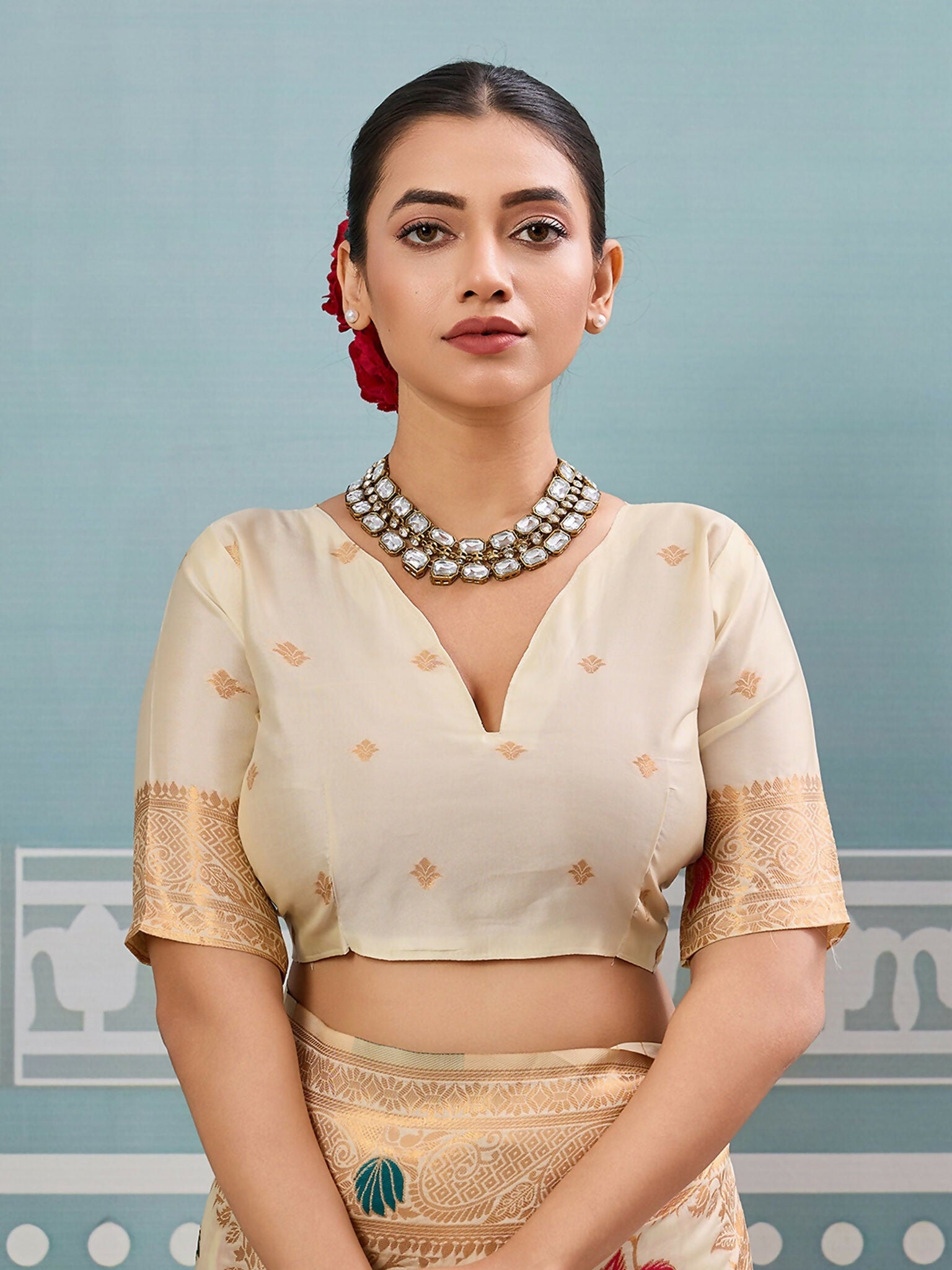 Shree Shyam Fashion Cream Silk Saree - Distacart
