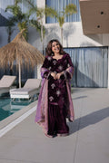 Joban Fashion Maroon Velvet Embroidery Sequence Work Readymade Kurta Set - Distacart