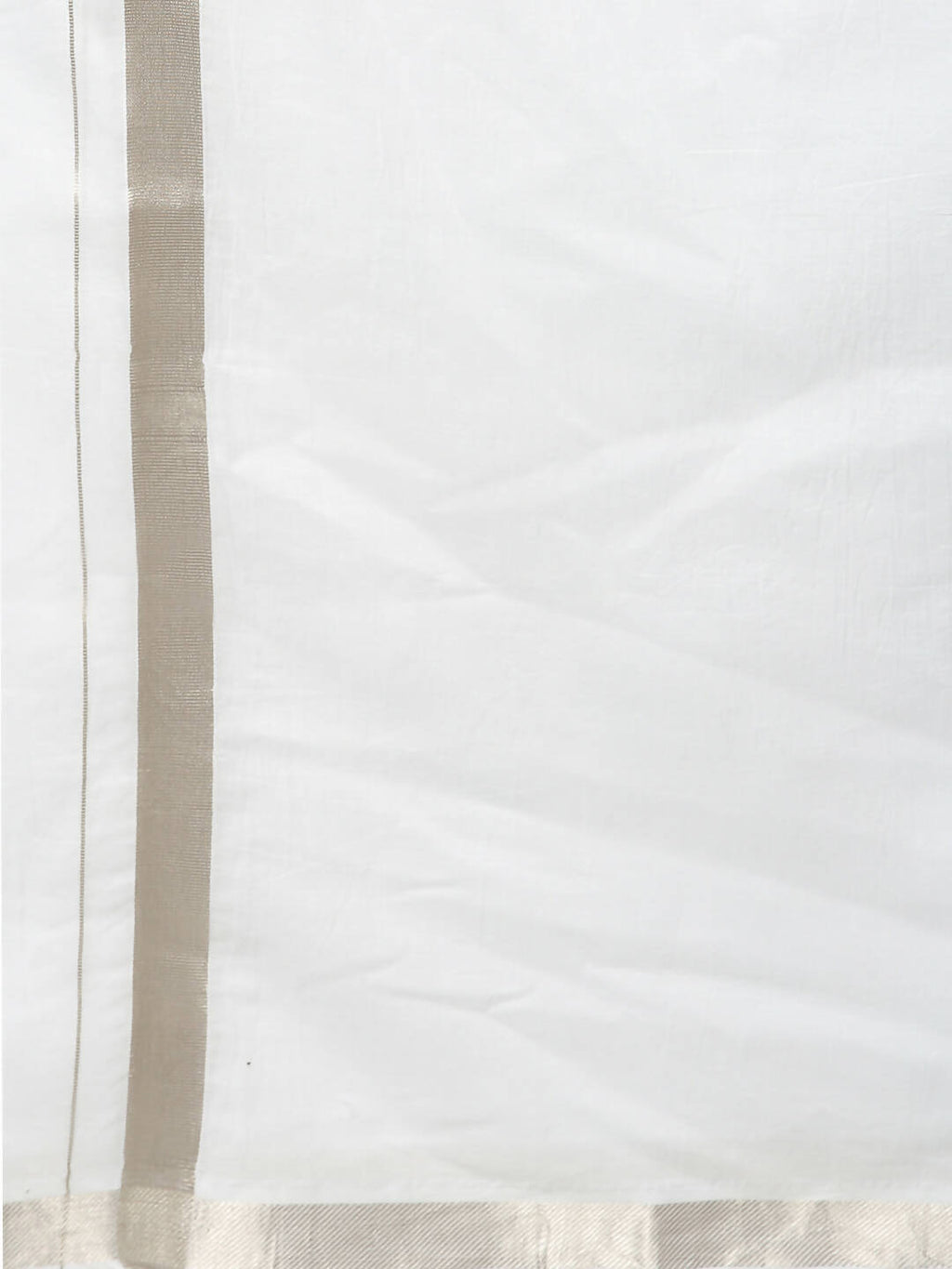 Ramraj Cotton Mens Cotton Silver Jari Dhoti - White