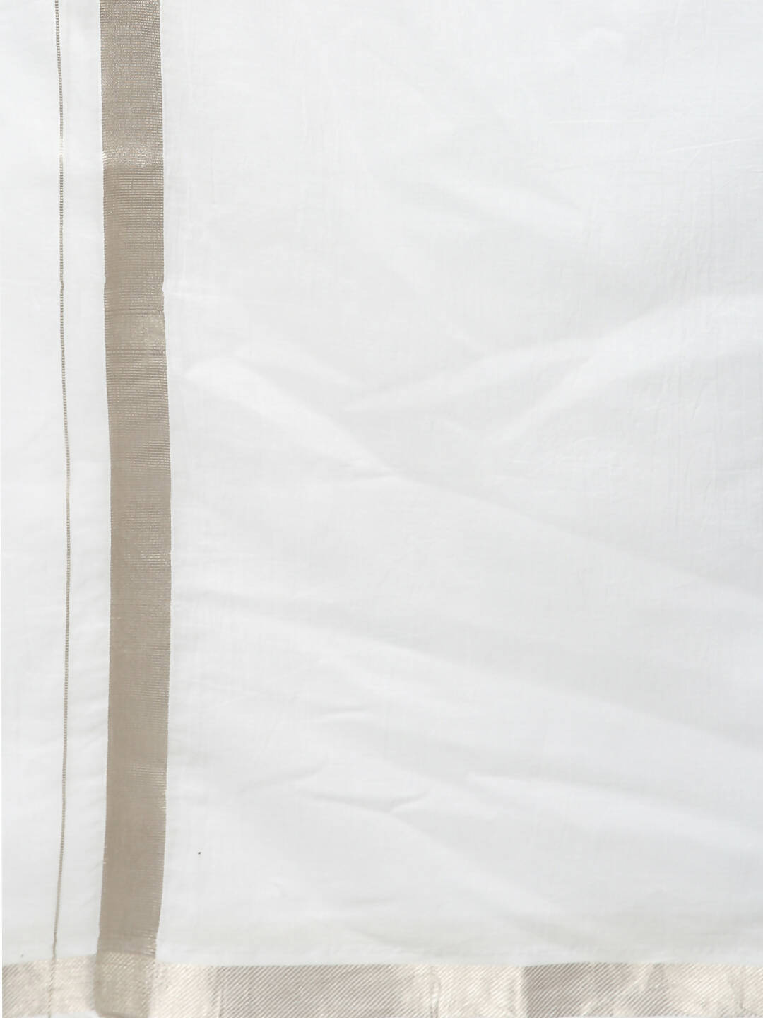 Ramraj Cotton Mens Cotton Silver Jari Dhoti - White