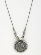 NVR Women's Silver-Toned Circular Shape Pendant with Chain
