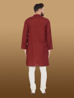Even Apparels Men's Pure Cotton Maroon Kurta