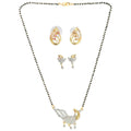 AanyaCentric Gold-Polished Mangalsutra with Pendant, 2 Pair Earrings
