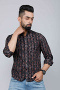 Miravan Men's Black Slim Fit Full Sleeves Shirt