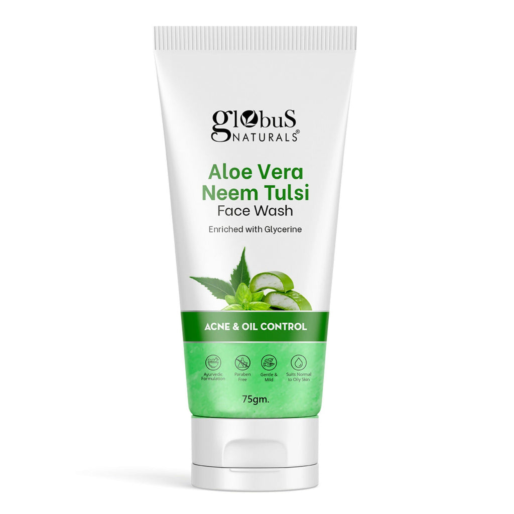 Globus Naturals Aloe vera Neem Tulsi Enriched With Glycerin & Oil Control Formula - Distacart