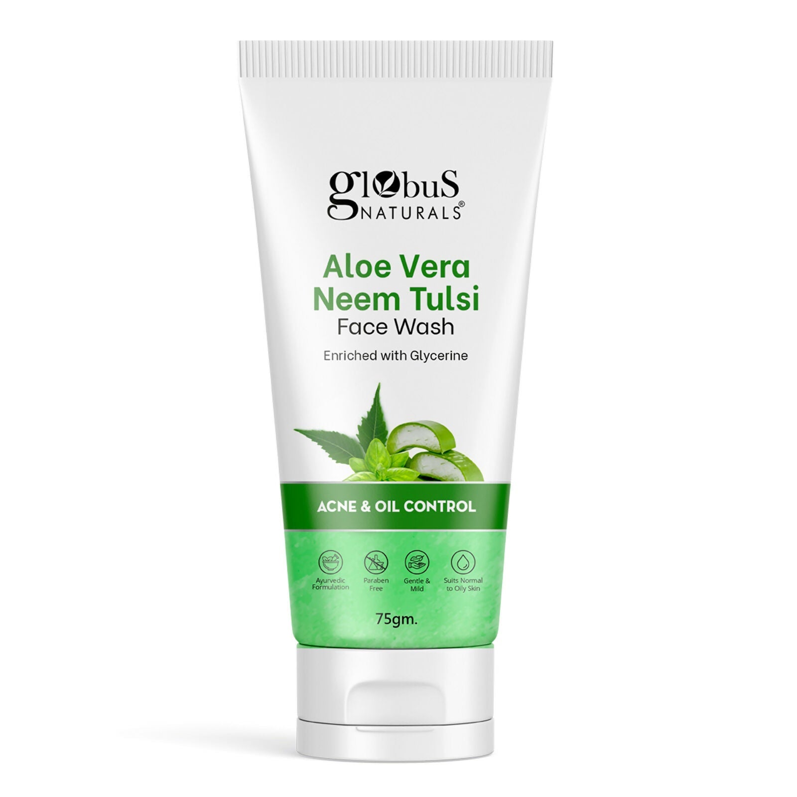 Globus Naturals Aloe vera Neem Tulsi Enriched With Glycerin & Oil Control Formula - Distacart