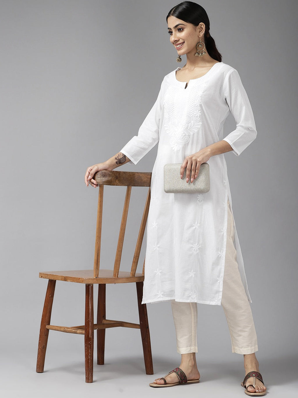Yufta Embroidered Cotton Kurta