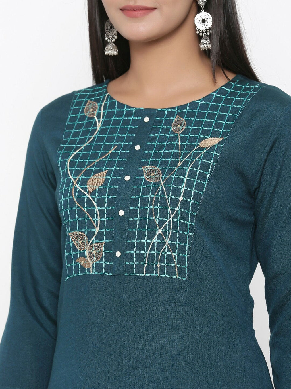 Yufta Embroidered Straight Kurta - Distacart