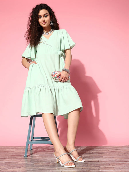 Yufta Embroidered Tiered Wrap Dress