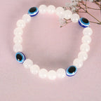 NVR Men & Women White Marbel Crystal Elasticated Bracelet - Distacart