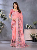 PR Fashion Peach Handloom Linen Cotton Saree