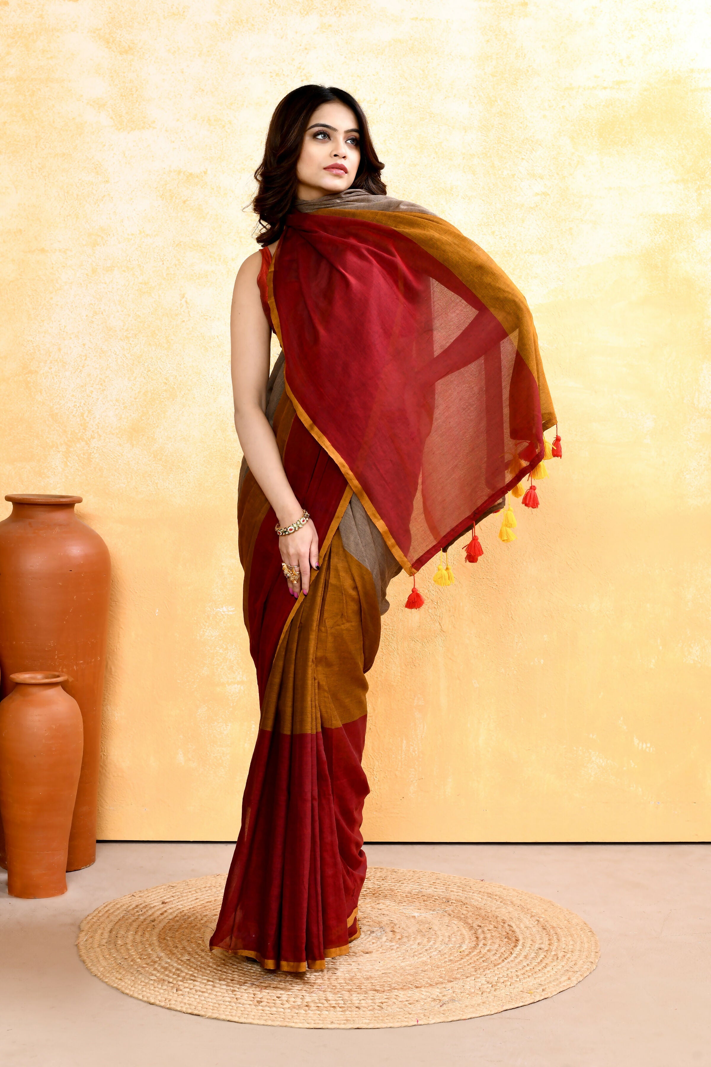 Piyari Fashion Women's Multi Embellished Handloom Cotton Saree - Distacart