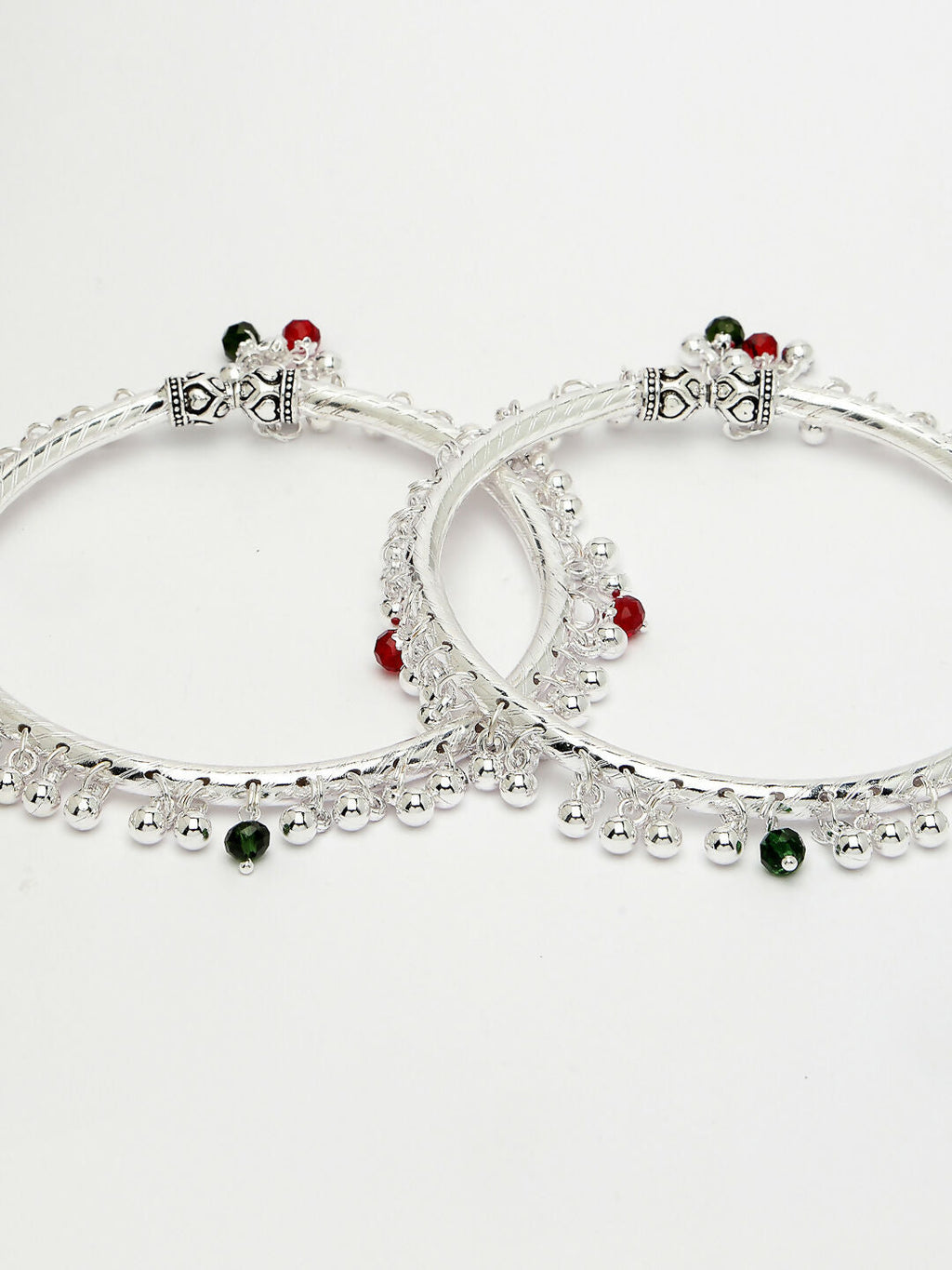 NVR Women's Set of 2 Silver-Plated Kada Anklets - Distacart
