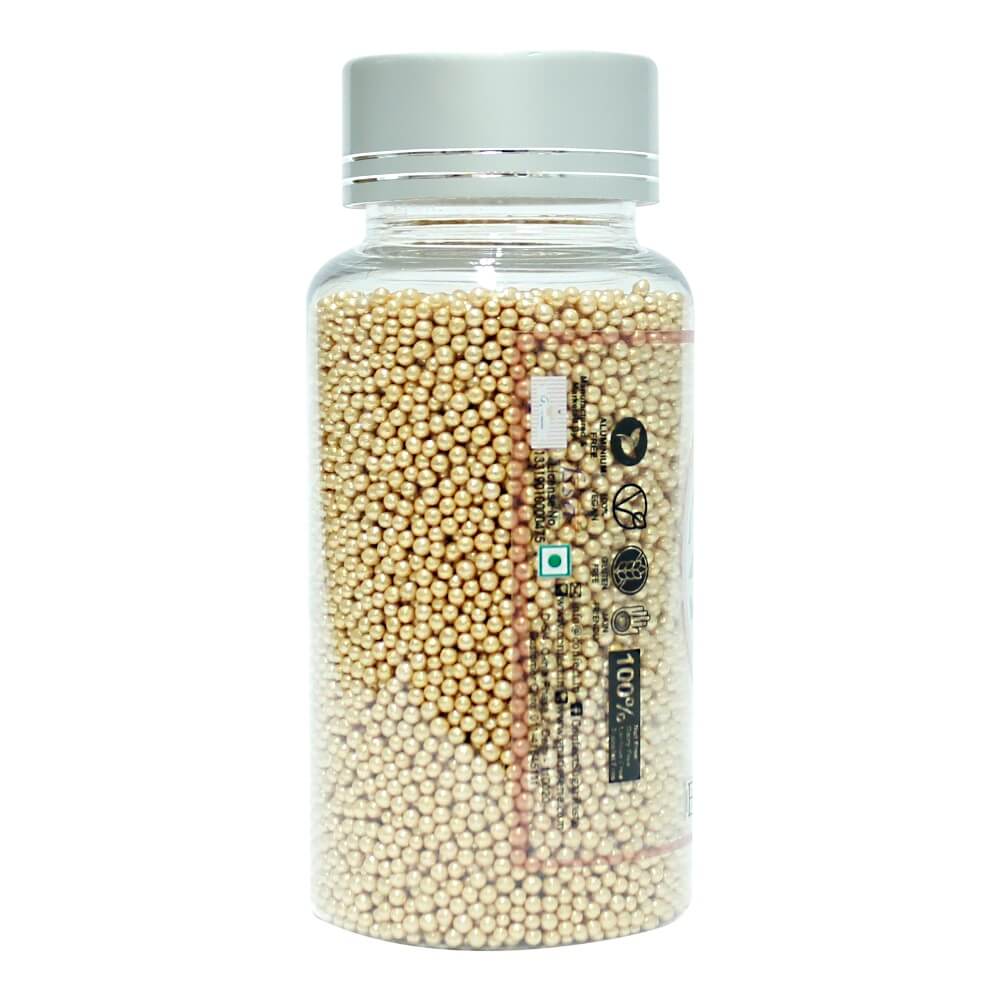 confect english gold disco balls sprinkles 2 mm 120 gms