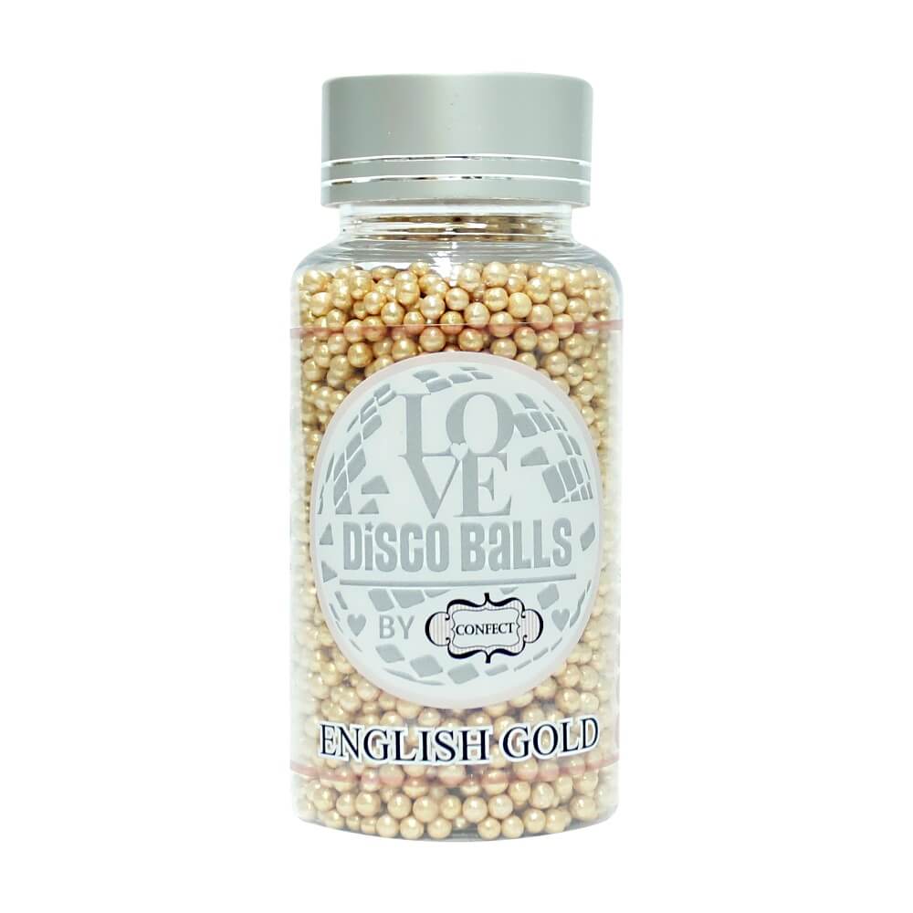 confect english gold disco balls sprinkles 3 mm 120 gms