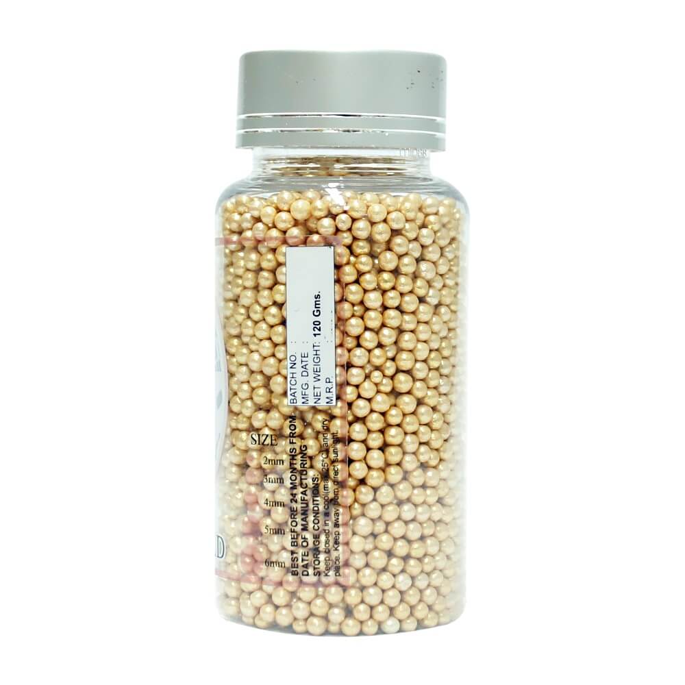 confect english gold disco balls sprinkles 3 mm 120 gms