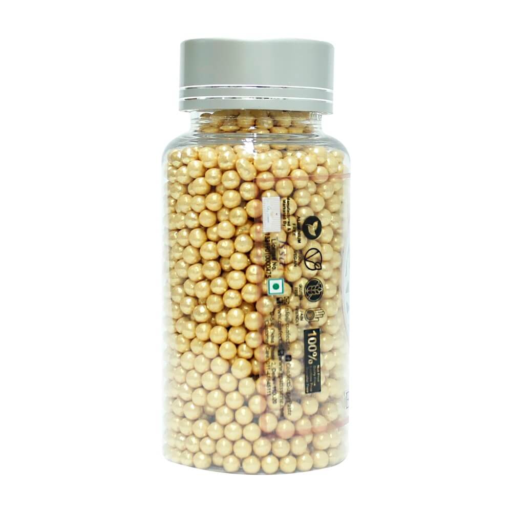 confect english gold disco balls sprinkles 4 mm 120 gms