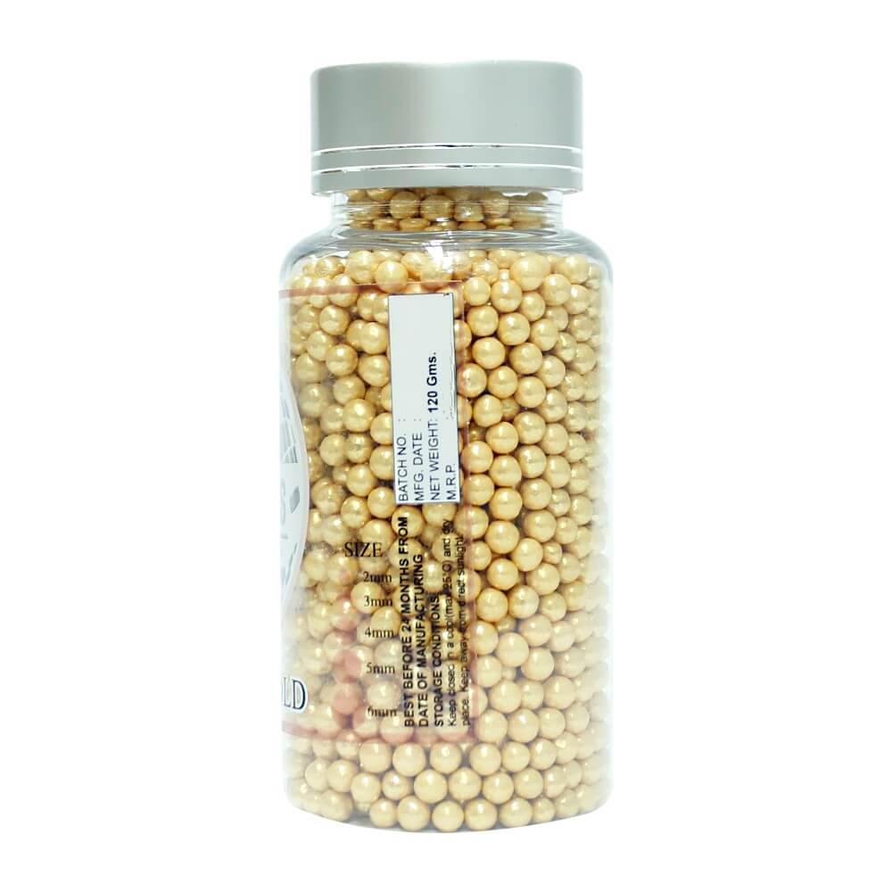 confect english gold disco balls sprinkles 4 mm 120 gms