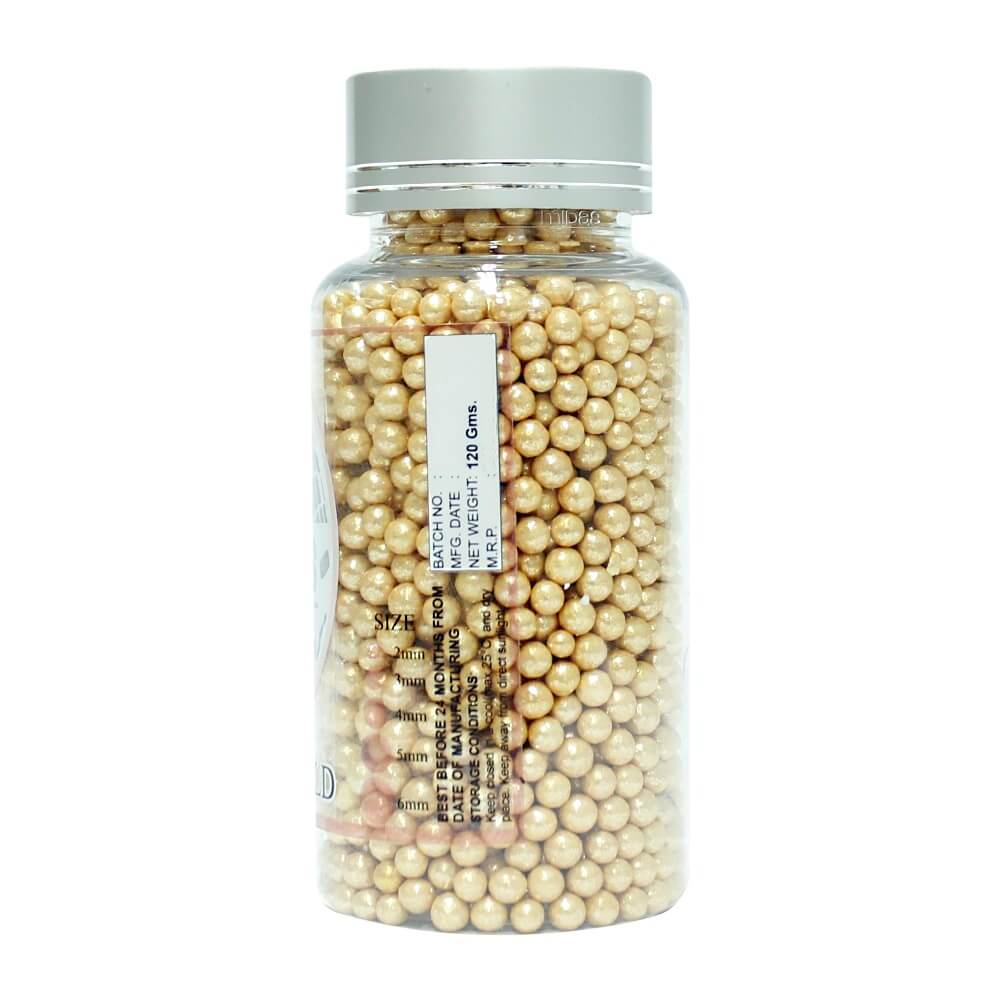 confect english gold disco balls sprinkles 6 mm 120 gms