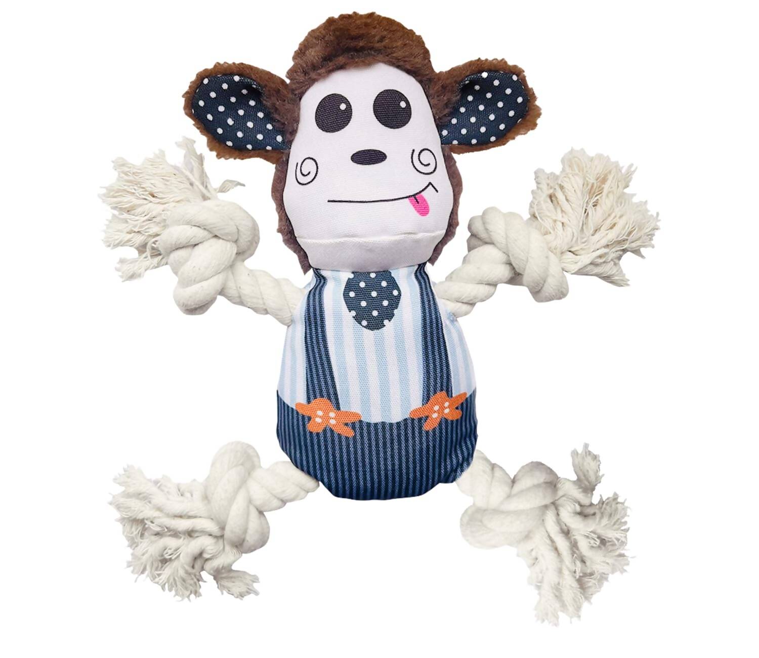 Foodie Puppies Monkey Crinkle Paper Rope Plush Toy for Dogs