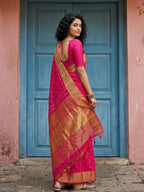 Shree Shyam Fashion Pink Silk Blend Saree - Distacart
