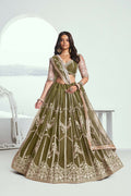 Eilara Adorable Olive Green Sequins Net Mehendi Wear Lehenga Choli
