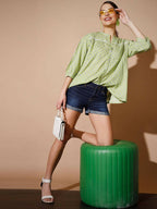 Myshka Women Green Ethnic Motifs Tops - Distacart
