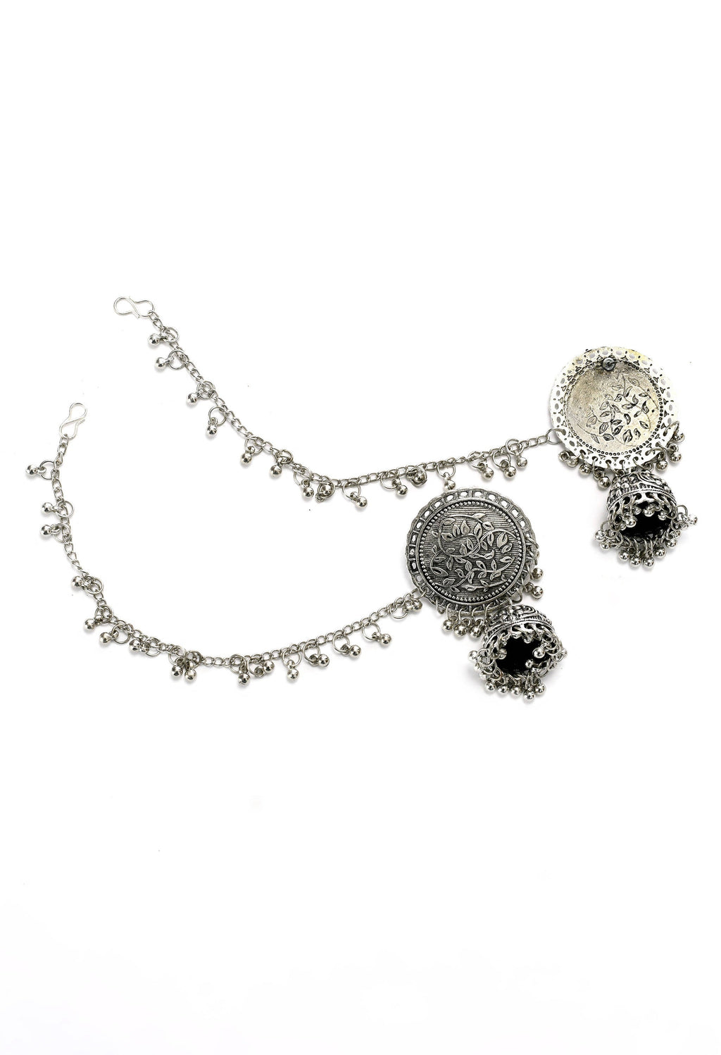 Mominos Fashion Johar Kamal Trendy Oxidized Silver Plated Bahubali Jhumkas - Distacart