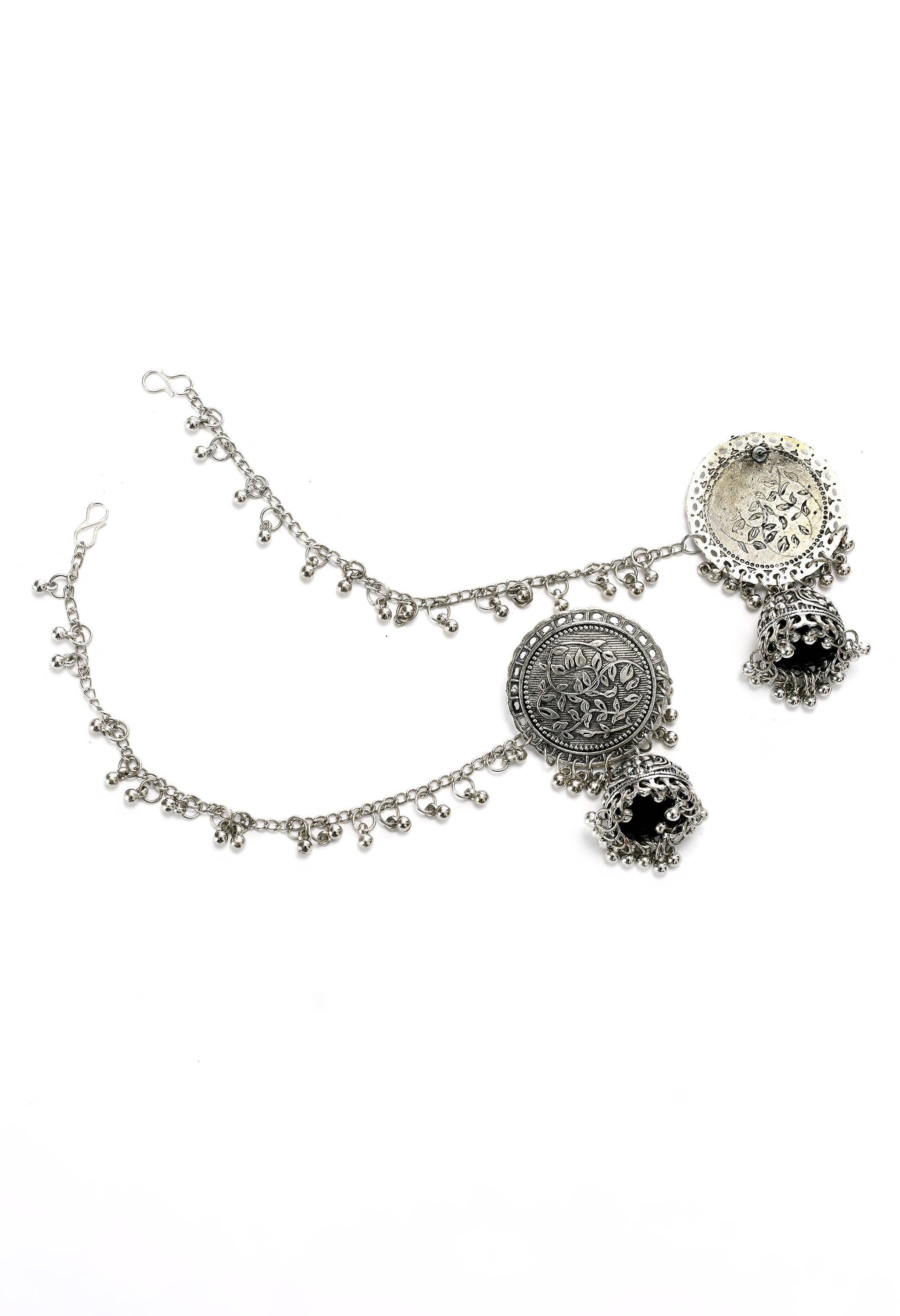 Mominos Fashion Johar Kamal Trendy Oxidized Silver Plated Bahubali Jhumkas - Distacart