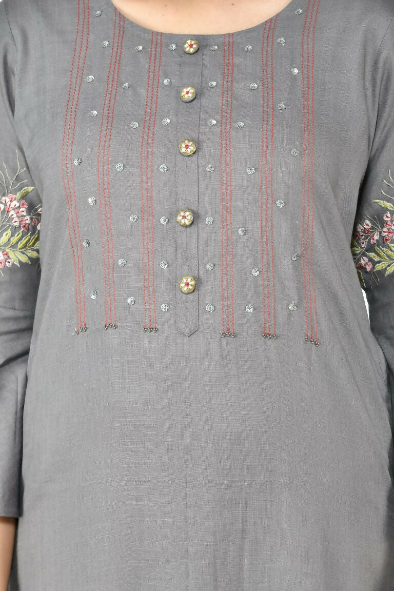 Joban Fashion Grey Cotton Rayon Kurta Set
