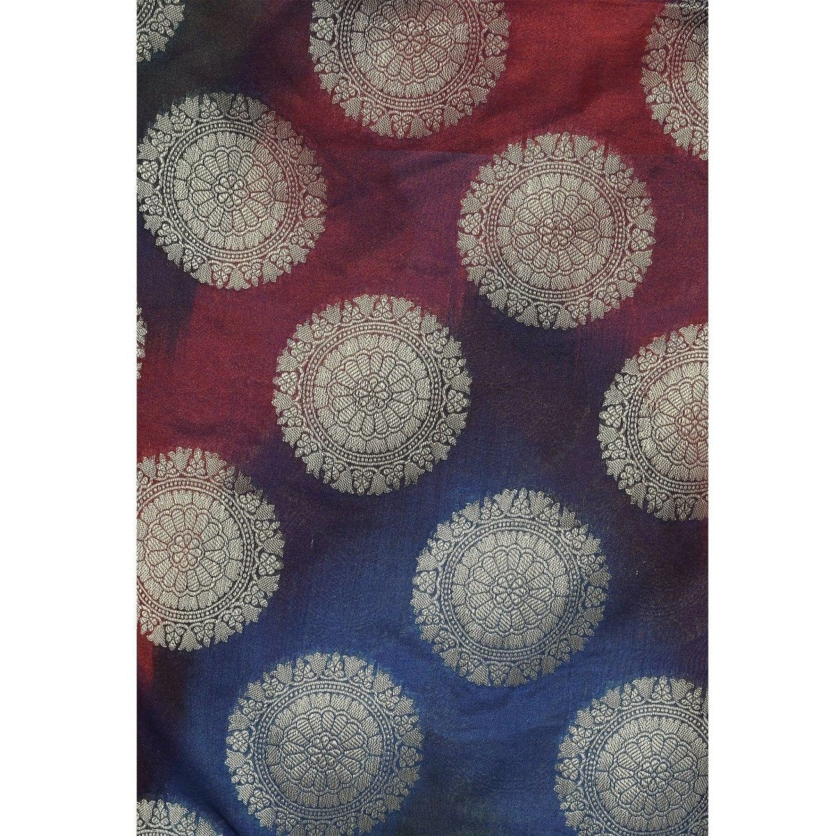A R Silk Women's Zari Embroidery With Rainbow Colour Vanarsi Silk Rainbow Multi Dupattas and Chunnis