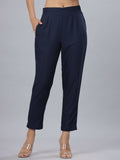 Juniper Women's Navy Rayon Solid Stright Slim Pant - Distacart