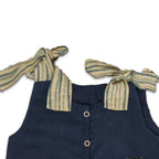 Mhyssa Blue Tie Up Stripped In Beige Romper With Front Button