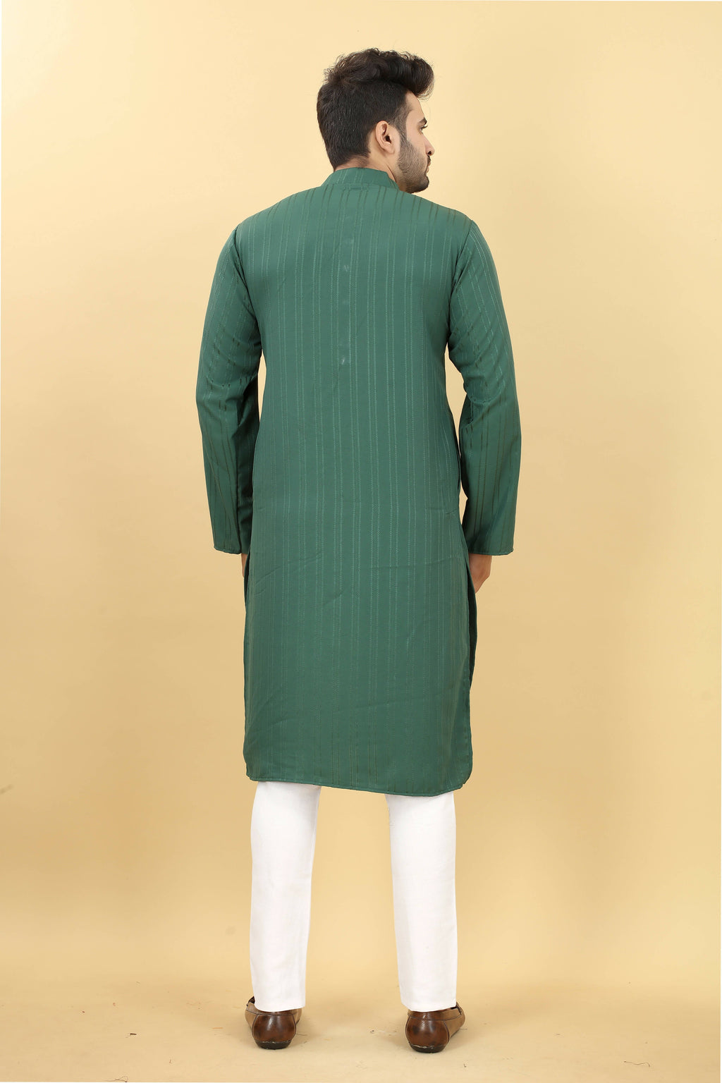 Green Viscose Polyester Solid Men's Kurta - Mahotsav