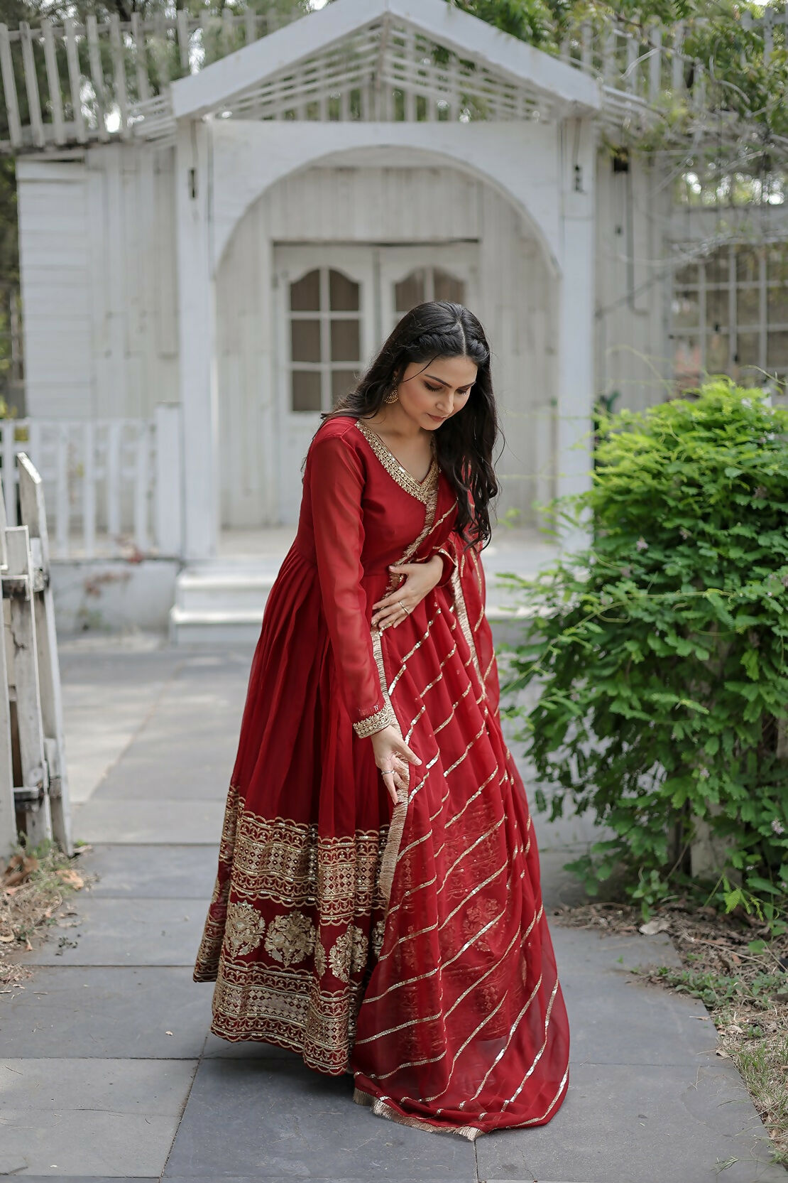 Joban Fashion Maroon Georgette Sequence Embroidery Work Kurta Set - Distacart