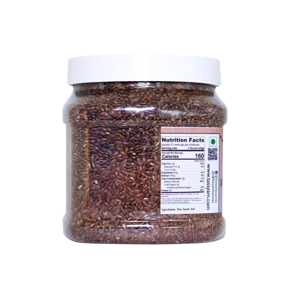 Tassyam Organics Salted Flax Seeds - Jar - Distacart