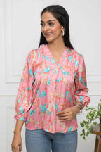 Myshka Women Multi-Floral V-Neck Regular Sleeves Polyester Top - Distacart
