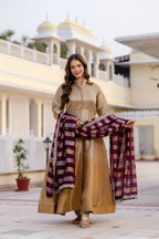Teeya Creation Multi Color Pure Banarasi Viscose Wedding Wear Long Gown - Distacart