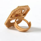 Mominos Fashion Joharkamal Gold-Polished Stone Studded Adjustable Finger Ring - Design 018