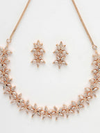 NVR Women Gold-Polished Cz Stone Handcrafted Jewellery Set