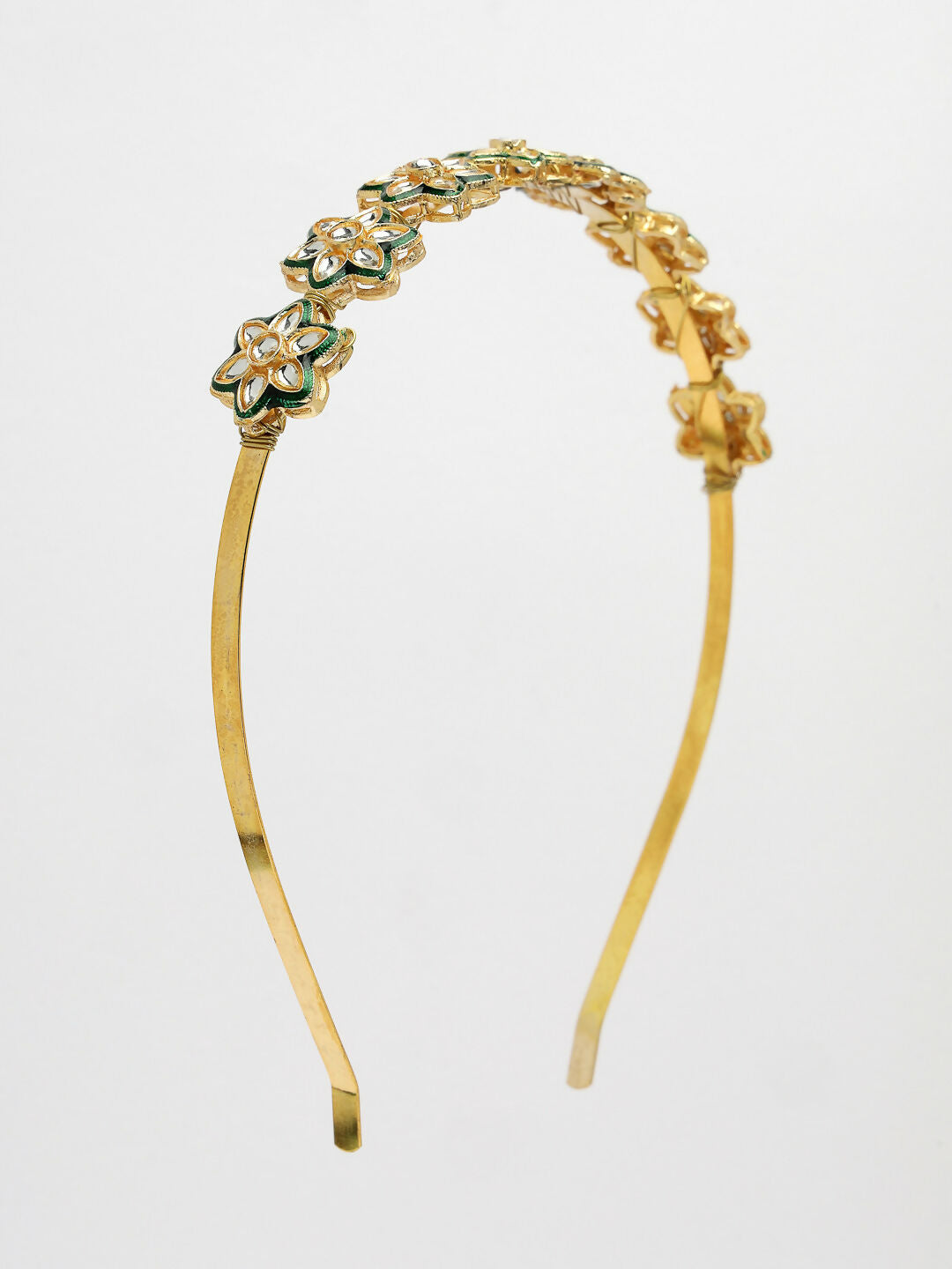 NVR Women's Gold-Polished Kundan Embellished Hairband